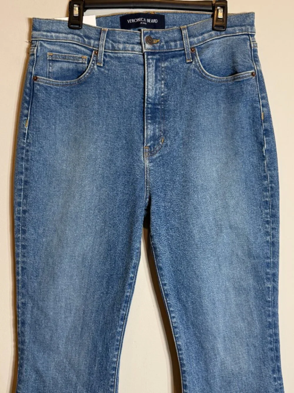 Veronica Beard Beverly Loafer High-Rise Skinny Flare Jeans Womens 32 Ripple Haze